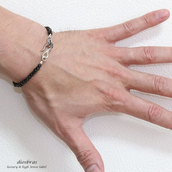 画像4: ブラックスピネル ブレスレット 4mm 馬蹄 ホースシュー フェザー ブレスレット ブレス メンズ ネイティブ /羽/オニキス シルバー925 チェーン メディスンホイール フェザー 3.5mm〜4.5mm 【diosbras-ディオブラス】 (4)