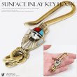 画像1: フェザー　ターコイズ　サンフェイス　インレイ　キーホルダー キーフック　キーチェーン シルバー　silver　ゴールド　真鍮　ＢＲＡＳＳ　ブラス　釣り針フック ウォレット　財布　バイカー　ライダース　ウォレットチェーン【diosbras-ディオブラス-】【メール便送料無料】 (1)