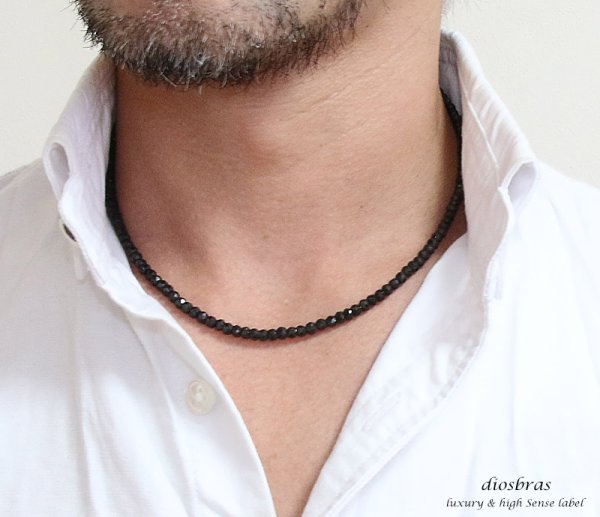 画像5: ブラックスピネル ネックレス 4mm 馬蹄 ホースシュー フェザー ネックレス メンズ ネイティブ /羽/オニキス シルバー925 チェーン メディスンホイール フェザー 3.5mm〜4.5mm 【diosbras-ディオブラス】 (5)