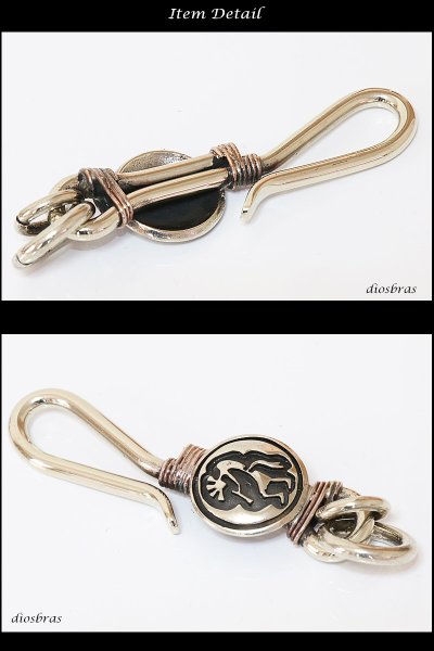 画像2: キーホルダー キーフック ココぺリ キーチェーン シルバー silver 真鍮 BRASS ブラス 釣り針フック ウォレット 財布 バイカー ライダース ウォレットチェーン【diosbras-ディオブラス-】【メール便送料無料】 (2)