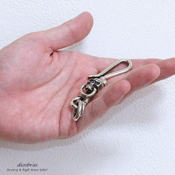 画像3: キーホルダー キーフック キーチェーン シルバー silver スカル 骸骨 真鍮 BRASS ブラス 釣り針フック ウォレット 財布 バイカー ライダース ウォレットチェーン【diosbras-ディオブラス-】【メール便送料無料】 (3)