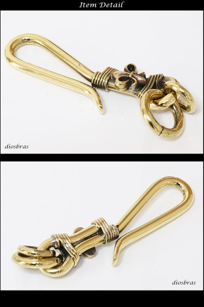 画像2: スカル　キーホルダー キーフック　キーチェーン 百合の紋章　ユリ　リリー　ゴールド　真鍮　ＢＲＡＳＳ　ブラス　釣り針フック ウォレット　財布　バイカー　ライダース　ウォレットチェーン【diosbras-ディオブラス-】【メール便送料無料】 (2)