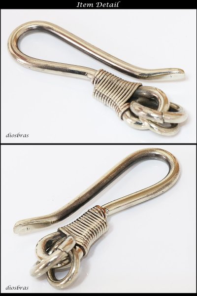 画像2: キーホルダー キーフック キーチェーン シルバー silver スカル 骸骨 真鍮 BRASS ブラス 釣り針フック ウォレット 財布 バイカー ライダース ウォレットチェーン【diosbras-ディオブラス-】【メール便送料無料】 (2)