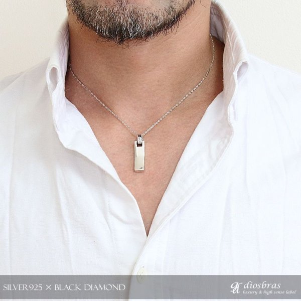 画像3: ペンダント ネックレスプレート ブラックダイヤモンド ネックレス ブラック ダイヤモンド 0.03ct ペンダント ネックレス シルバー925 チェーンセット カラット ジュエリー ブランド (3)