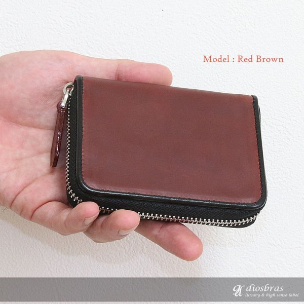 画像10: 【OUTLET SALE】馬革 ホースレザー 財布 ラウンドファスナー メンズ レディース 本革 サドルレザー  カードケース 名刺入れ コインケース ショート ウォレット ラウンド ジッパー コインケース 小銭入れ 定期入れ 財布 ヌメ革 レザーウォレット 牛革 紳士 婦人 多機能 コードバン (10)