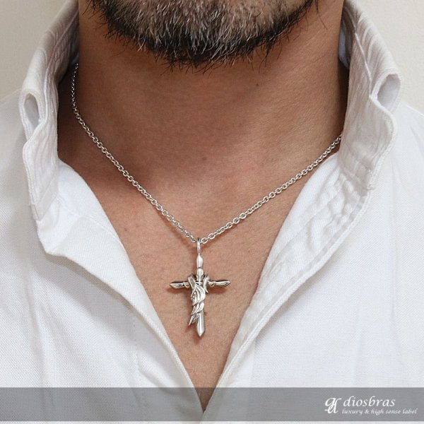 画像3: クロス チェーン 十字架 ペンダント トップ ゴシック フェザー 羽 羽根 シルバー925ペンダント/ペンダント トップ シルバー 925/ネックレス/ ネックレス メンズ レディース (3)