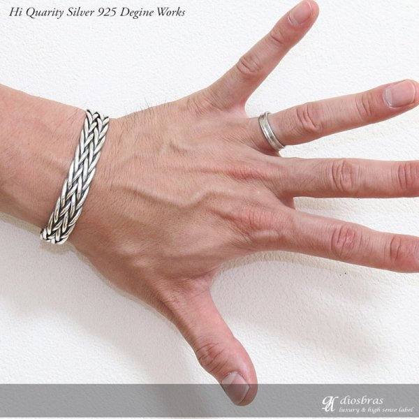 画像2: 【シルバーバングル】編み込み　ハンドメイド【シルバーアクセサリー】バリチェーン　シルバーアクセサリー メンズ シルバーバングル ブレスレット シルバー925 メンズアクセサリー プレゼントに人気 送料無料【diosbras-ディオブラス-】ブレード　バングル (2)