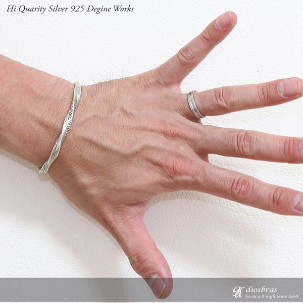 画像2: 【シルバーバングル】ねじり 羽根 フェザー【シルバーアクセサリー】バリチェーン シルバーアクセサリー メンズ シルバーバングル ブレスレット シルバー925 メンズアクセサリー ネイティブアメリカン 人気 送料無料【diosbras-ディオブラス-】ブレード バングル (2)