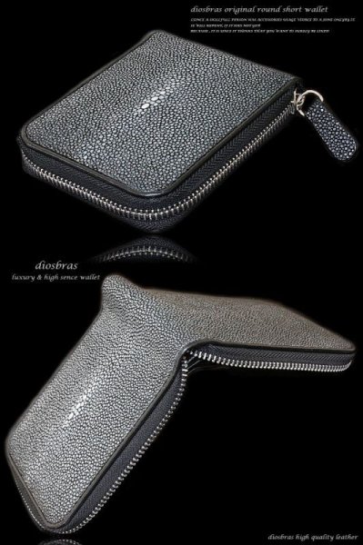 画像3: 財布 ラウンドファスナー メンズ レディース 本革 カットスティングレー エイ革 ショートウォレット ラウンドファスナー ウォレット ガルーシャ ラウンド ジッパー ZIPPER 財布 レザーウォレット ロングウォレット 牛革 紳士 婦人 ハンドメイド パスケース付き (3)