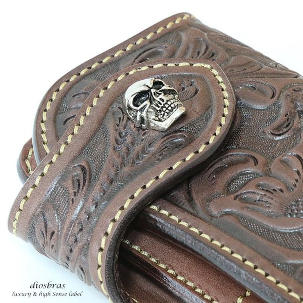 画像3: コンチョ スカル 骸骨 髑髏 コンチョ ネイティブ【L】 コンチョシルバー925コンチョ ナバホ 財布 ウォレット メンズ (ネジ式)【メール便送料無料!!】 (3)