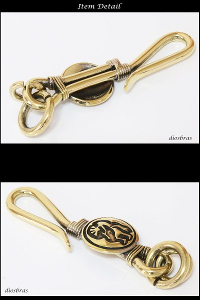 画像2: ココペリ キーホルダー キーフック　キーチェーン シルバー　silver　ゴールド　真鍮　ＢＲＡＳＳ　ブラス　釣り針フック ウォレット　財布　バイカー　ライダース　ウォレットチェーン【diosbras-ディオブラス-】【メール便送料無料】 (2)