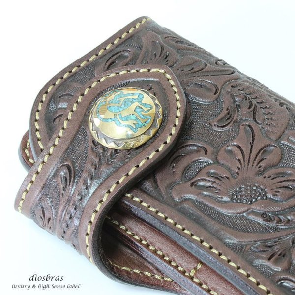 画像3: コンチョ ホピデザイン ターコイズ【L】 ココペリ インディアン コンチョ ネイティブ ゴールド 金 バイカー シルバー925コンチョ 財布 ウォレット メンズ カスタムパーツ (ネジ式)【メール便送料無料】 (3)