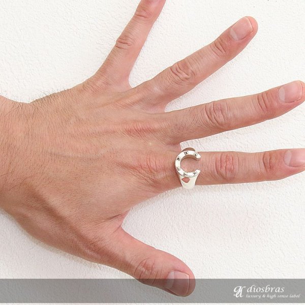 画像2: ホースシューリング 指輪 メンズ レディース フェザーリング 送料無料 幸運リング馬蹄リングモチーフ◇スターホースシューリング シルバー925リング【メール便なら全国送料無料】 (2)