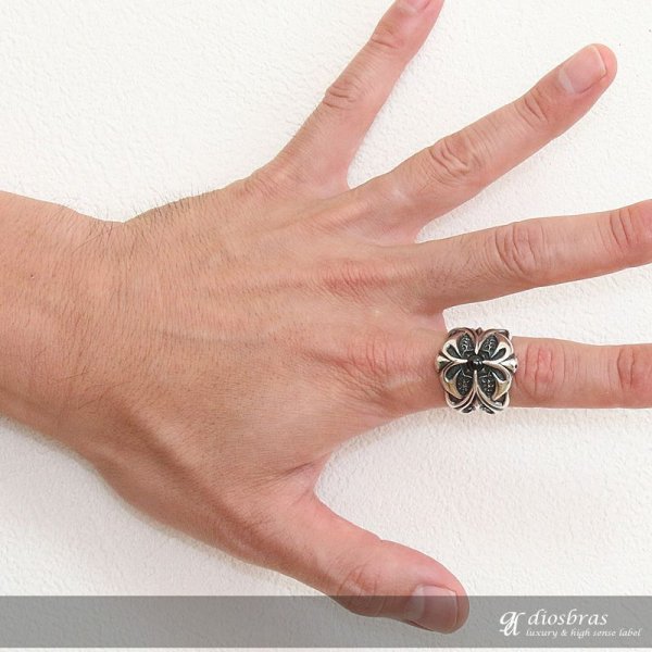 画像2: シルバー925 シルバーリング ガーネット　メンズ クロス　十字架　アラベスク　唐草 トライバル パワーストーン オニキス　天然石  スターリングシルバー 指輪 ring silver925 銀 シルバーアクセサリー 男性 女性 レディース (2)