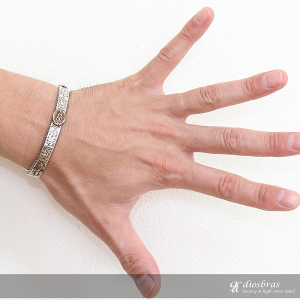 画像2: シルバーバングル シルバーアクセサリー マリアクロス 十字架 ID ブレスシルバーアクセサリー メンズ シルバーブレスレット ブレスレット シルバー925 ゴールドメンズアクセサリー プレゼントに人気 送料無料 (2)