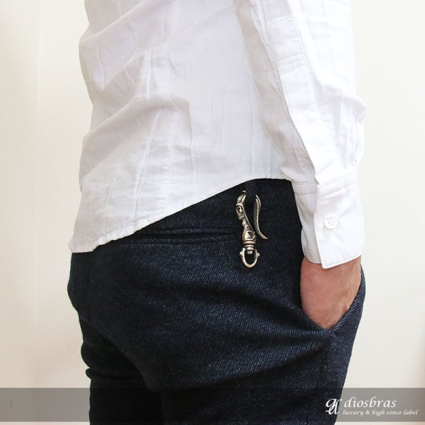 画像3: キーホルダー キーフック キーチェーン ゴールドシルバー ピンクゴールド スカル 髑髏 カッパー ピューター 真鍮 BRASS ブラス 釣り針フック ウォレット 財布 バイカー ライダース ウォレットチェーン【diosbras-ディオブラス-】【メール便送料無料】 (3)