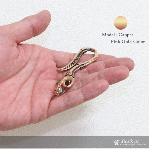 画像7: キーホルダー キーフック　キーチェーン　ゴールドシルバー　ピンクゴールド　ネイティブアメリカン　インディアンジュエリー カッパー　ピューター　真鍮　ＢＲＡＳＳ　ブラス　釣り針フック ウォレット　財布　バイカー　ライダース　ウォレットチェーン (7)