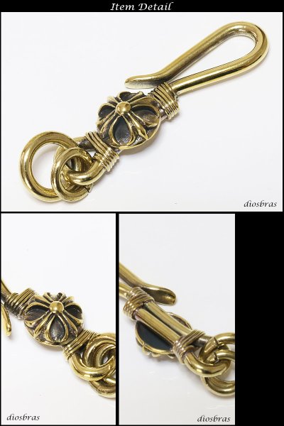 画像3: キーホルダー キーフック　キーチェーン ゴールド　silver　クロス　十字架　真鍮　ＢＲＡＳＳ　ブラス　釣り針フック ウォレット　財布　バイカー　ライダース　ウォレットチェーン【diosbras-ディオブラス-】【メール便送料無料】 (3)