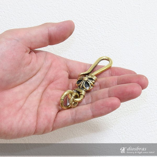 画像2: キーホルダー キーフック　キーチェーン ゴールド　silver　クロス　十字架　真鍮　ＢＲＡＳＳ　ブラス　釣り針フック ウォレット　財布　バイカー　ライダース　ウォレットチェーン【diosbras-ディオブラス-】【メール便送料無料】 (2)