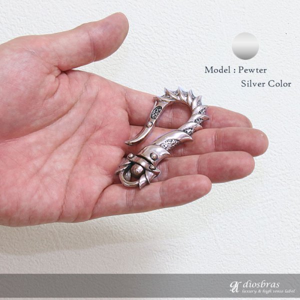 画像2: キーホルダー キーフック キーチェーン ゴールドシルバー ピンクゴールド 鎧 甲冑 カッパー ピューター 真鍮 BRASS ブラス 釣り針フック ウォレット 財布 バイカー ライダース ウォレットチェーン【メール便送料無料】 (2)