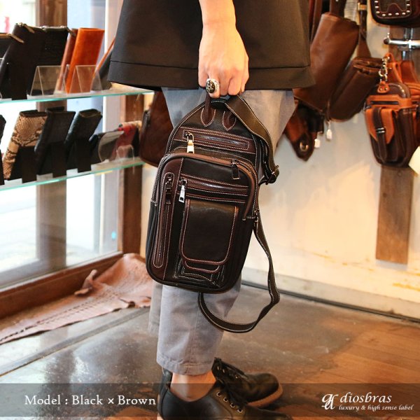 画像9: ボディバッグ 本革 iQOS専用ケース アイコスケース ワンショルダーバッグ 革 メンズ ハンドメイド レザー | ボディーバッグ レザーバッグ 牛革 ショルダーバック  バッグ ボディバック 大容量 ペットボトル  ウエストポーチ ウエストバッグ ウエストバック (9)