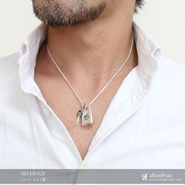 画像3: キーロック　鍵　南京錠　王冠　クラウン　ペンダント トップ　スカル　ゴシック　シルバー925ペンダント/ペンダント トップ シルバー 925/ネックレス/ ネックレス メンズ レディース (3)