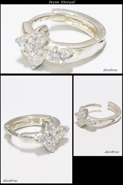 画像2: 本物シルバー９２５◇　ライン　RING　フープピアス クロス　十字架　ジルコニア　ダイヤモンド　◇片方ピアス メンズ レディース ブリリアンカット　多角カッティング　リングデザイン　シルバー９２５　フープピアス 11mm (2)