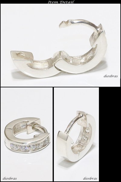 画像2: ジルコニア リング シルバー925 ピアス メンズ レディース 激安ピアス イヤリング アクセサリー【フープ】ライン 本物シルバー925◇片方ピアス メンズ レディース 11mm【メール便なら送料無料!!】 (2)