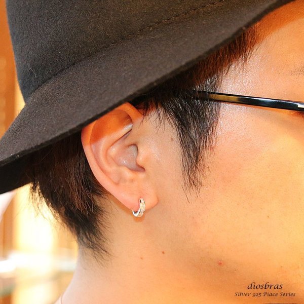 画像3: ジルコニア リング シルバー925 ピアス メンズ レディース 激安ピアス イヤリング アクセサリー【フープ】ライン 本物シルバー925◇片方ピアス メンズ レディース 11mm【メール便なら送料無料!!】 (3)