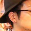 画像3: ブラック　黒　ジルコニア　リング　ピアス　フープ　シルバー９２５　ピアス メンズ レディース 激安ピアス イヤリング アクセサリー【フープ】ライン　本物シルバー９２５◇片方ピアス メンズ レディース 13mm【メール便なら送料無料！！】 (3)