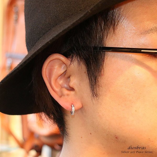 画像3: ジルコニア リング シルバー925 ピアス メンズ レディース 激安ピアス イヤリング アクセサリー【フープ】ライン 本物シルバー925◇片方ピアス メンズ レディース 13mm【メール便なら送料無料!!】 (3)