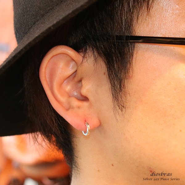 画像3: フープピアス  リング シルバー925 ピアス メンズ レディース 激安ピアス イヤリング アクセサリー【フープ】本物シルバー925◇片方ピアス メンズ レディース 鏡面 ミラーカット 10mm (3)