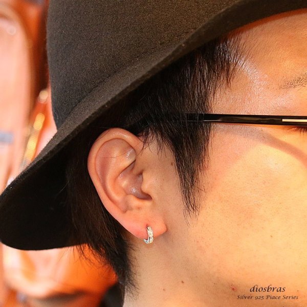 画像3: ジルコニア リング シルバー925 ピアス メンズ レディース 激安ピアス イヤリング アクセサリー【フープ】ライン 本物シルバー925◇片方ピアス メンズ レディース ダイヤモンド 12mm【メール便なら送料無料!!】 (3)