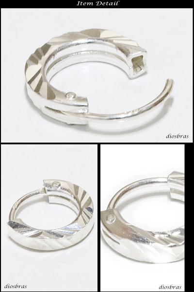 画像2: フープピアス  リング シルバー925 ピアス メンズ レディース 激安ピアス イヤリング アクセサリー【フープ】本物シルバー925◇片方ピアス メンズ レディース 鏡面 ミラーカット 10mm (2)