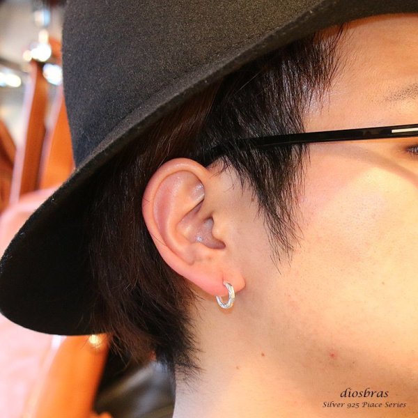 画像4: フープピアス  リング シルバー925 ピアス メンズ レディース 激安ピアス イヤリング アクセサリー【フープ】本物シルバー925◇片方ピアス メンズ レディース 鏡面 ミラーカット 12mm【メール便限定送料無料!!】 (4)