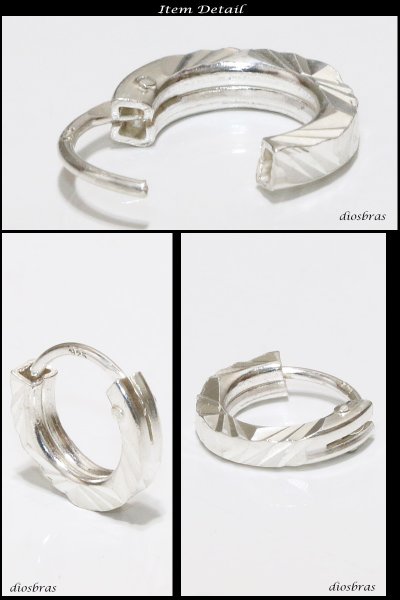 画像3: フープピアス  リング シルバー925 ピアス メンズ レディース 激安ピアス イヤリング アクセサリー【フープ】本物シルバー925◇片方ピアス メンズ レディース 鏡面 ミラーカット 12mm【メール便限定送料無料!!】 (3)