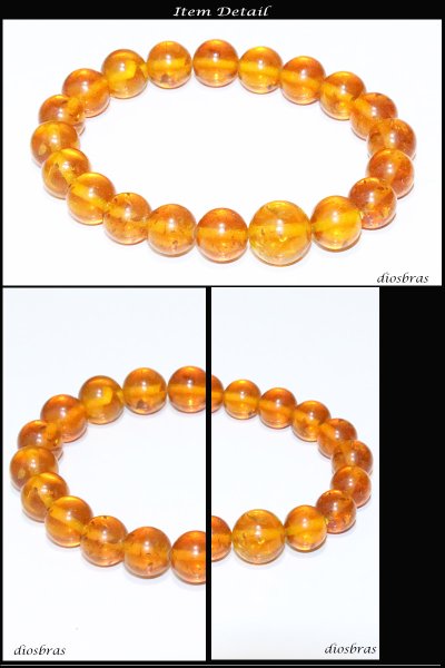 画像3: 琥珀 こはく ブレスレット 10ミリ玉【アンバー】【 約10mm 数珠【パワーストーン】【お数珠】【念珠】【天然石ブレス】【【風水グッズ 】【開運アイテム】【お守り】 (3)