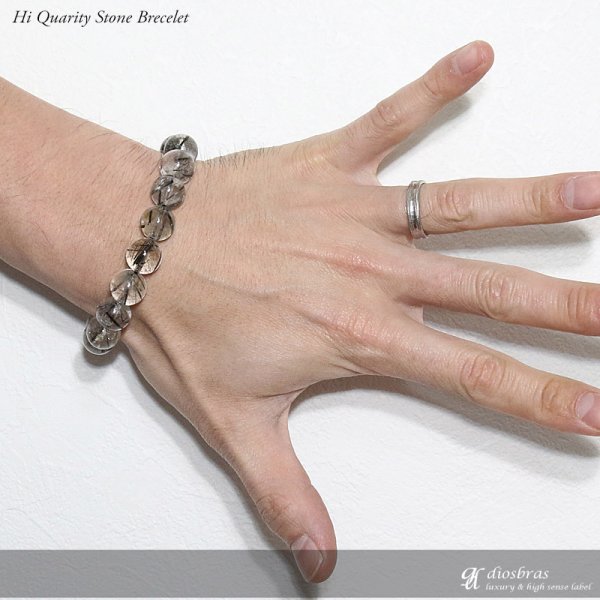 画像2: 黒水晶 ブラックルチルクォーツ  ブレスレット 12ミリ玉 約12mm 数珠【パワーストーン】【お数珠】【念珠】【天然石ブレス】【【風水グッズ 】【開運アイテム】【お守り】ターコイズ ユタナイト (2)