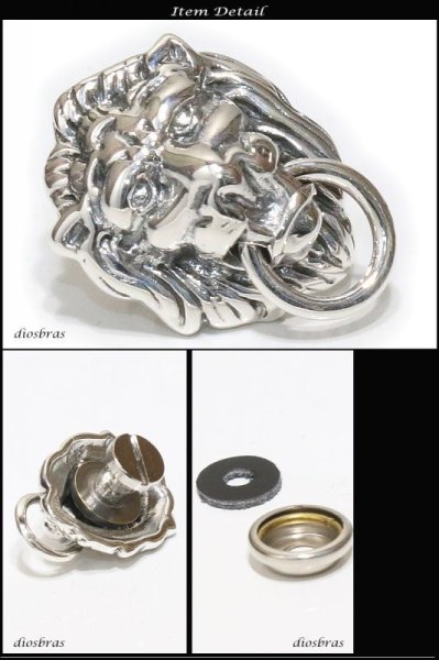 画像2: コンチョ ライオン 獅子 コンチョ シルバー925 コンチョ (ネジ式)レザー ロング 二つ折り 財布 ウォレット サイフ メンズ レディース【diosbras-ディオブラス-】【メール便送料無料】 (2)