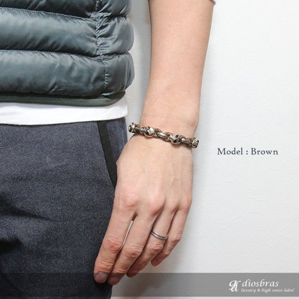 画像2: ブレスレット メンズ レザー ブレス スカル 骸骨【 メール便なら送料無料 】 選べる♪全8種類 本革 革 バングル レザーブレスレット レザーブレス アメカジ系 サロン系 キレカジ系 に♪ ピューター製 (2)