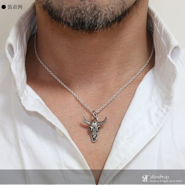 画像3: 【バッファロースカル ペンダント トップ】存在感のあるリアルなバッファロースカルペンダント フェザー ネイティブアメリカン インディアンジュエリー鷹・イーグル羽根/シルバー925/フェザーネックレス ネックレス メンズ レディース 牛骨 メール便なら送料無料 (3)