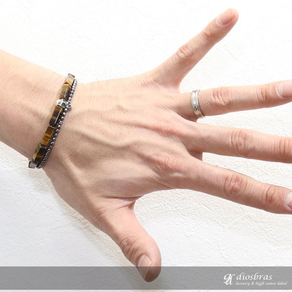 画像3: 2連ブレスレット 希少スクエアカット タイガーアイ×ヘマタイト スクエアカット ブレスレット 数珠12mm玉 楕円 円盤【パワーストーン】【お数珠】【念珠】【天然石ブレス】【【風水グッズ 】【開運アイテム】【お守り】【メール便なら全国送料無料】 (3)