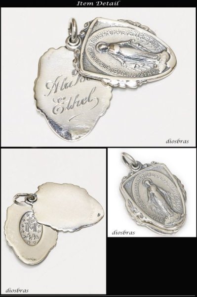 画像2: ネックレス　マリアプレート　メダイ　ロケット　ピルケース　ネックレス【メイン】マリアペンダントトップ銀シルバー925 マリア様 【マリア　ネックレス】（SILVER925 maria ）マリアネックレス マリア　ネックレス　２連【メール便なら送料無料】 (2)