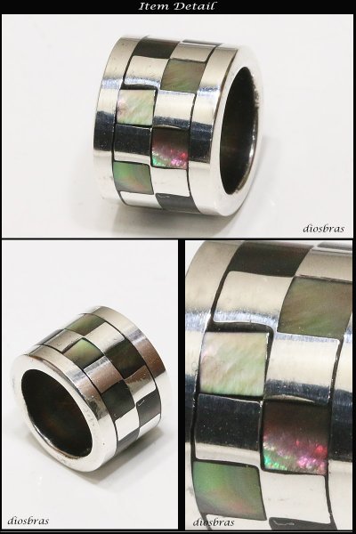 画像2: 【インレイ リング ペンダント トップ】美しいインレイワークのペンダント パウアシェル シェル 貝をはめ込んだスクエアペンダント 天然ターコイズ/ネイティブアメリカン インディアンジュエリー/シルバー925/ ネックレス メンズ レディース≪メール便送料無料!!≫ (2)