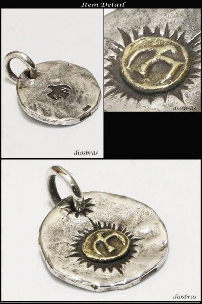 画像2: シルバー925素材【18mm 平打ち ゴールドイーグル トップ】フェザーネックレス製作 ハンドメイドネックレス/インディアンジュエリー・ネイティブ/シルバー925ペンダント/フェザー イーグル ゴールドサン パーツ ネックレス メンズ レディース メダル【メール便なら送料無料】 (2)