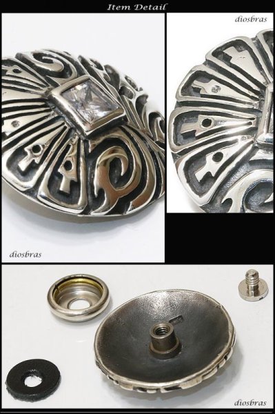 画像2: コンチョ コンチョ　スクエア　ターコイズ　ジルコニア　インディアン　ネイティブアメリカン　ホピ　アラベスク　トライバル　コンチョ　シルバー９２５コンチョ　財布　ウォレット　メンズ　（ネジ式）【diosbras-ディオブラス-】【メール便なら送料無料！！】 (2)