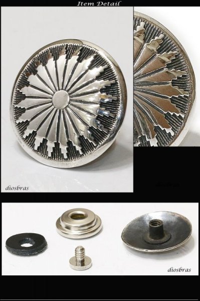 画像2: コンチョ フラワーコンチョ ネイティブアメリカン インディアン コンチョ シルバー925コンチョ 財布 ウォレット メンズ (ネジ式)【diosbras-ディオブラス-】【メール便なら送料無料!!】 (2)