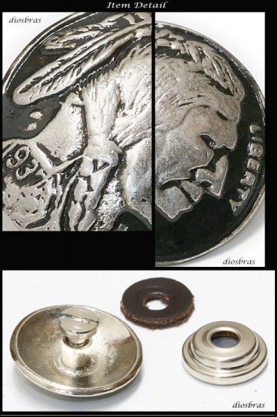 画像2: コンチョ インディアンフェイス コインコンチョ ネイティブ コイン インディアン  コンチョシルバー925コンチョ ナバホ 財布 ウォレット メンズ (ネジ式)【メール便なら送料無料!!】 (2)