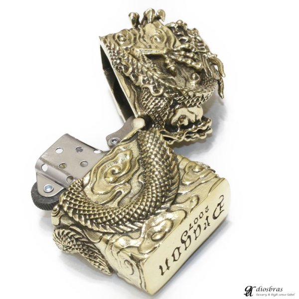 画像4: ドラゴン 竜 龍 ZIPPO ジッポ 真鍮製 ブラス ≪ゴールドカラー≫ (4)