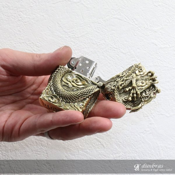 画像5: ドラゴン 竜 龍 ZIPPO ジッポ 真鍮製 ブラス ≪ゴールドカラー≫ (5)